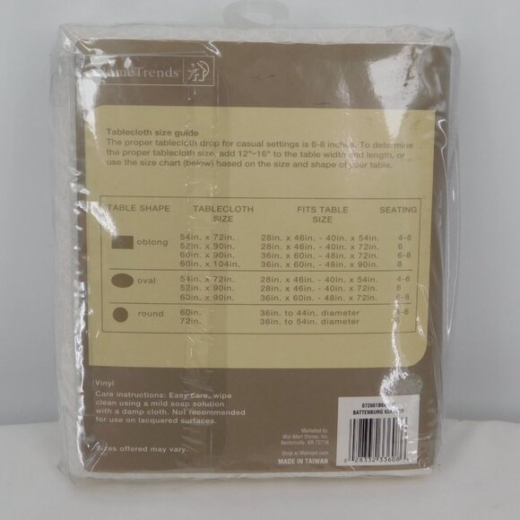 Home Trends Vinyl Tablecloth Battenburg Oblong 60" wide 90" long Rectangle - Picture 5 of 7